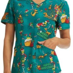 The Grinch Scrub Top Shirt Christmas Women's Size 3XL Dr. Seuss Holiday